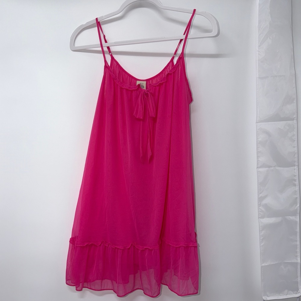 In Bloom Small Y2K Pink Sheer Mesh Babydoll Chemise Balletcore Coquette Romantic